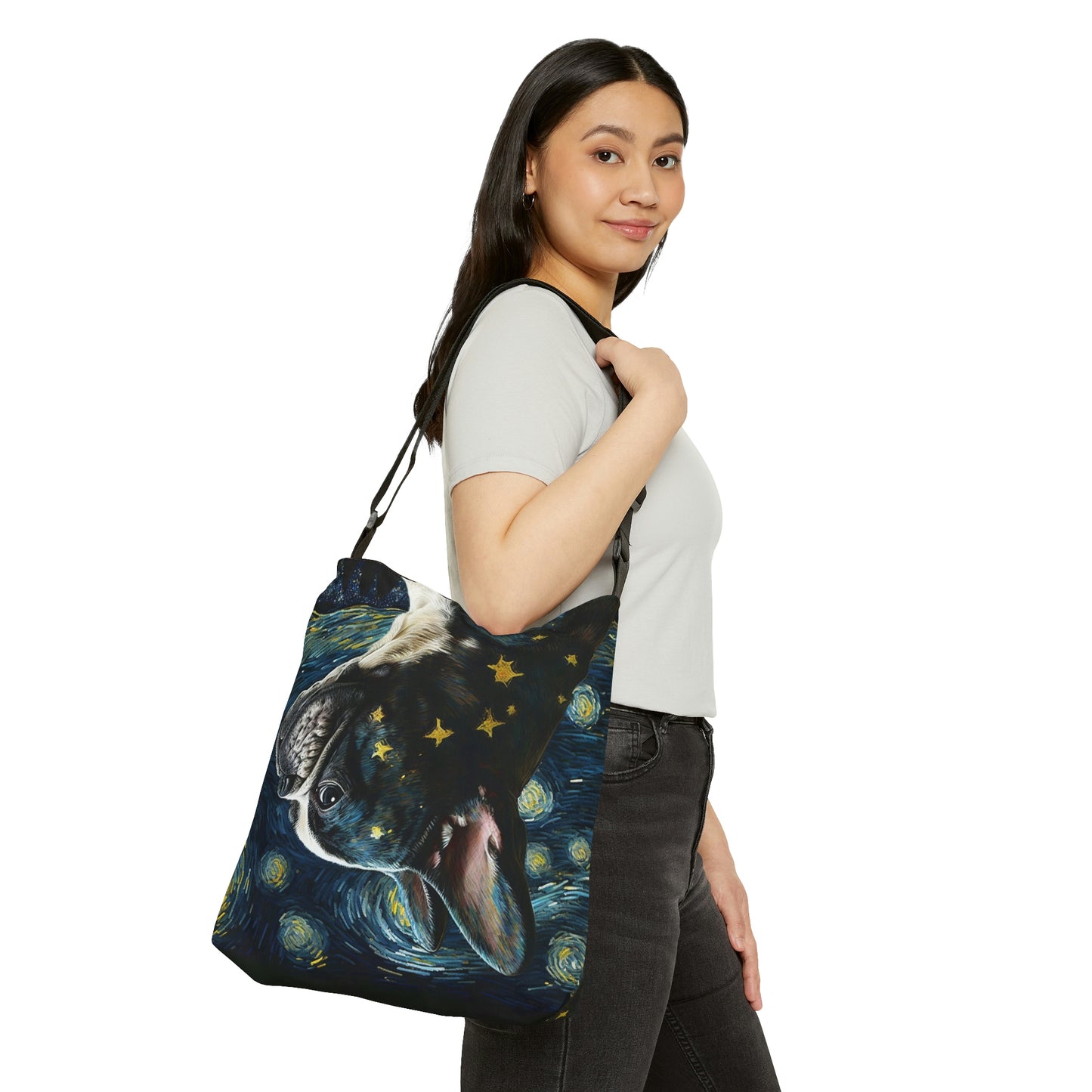 Frenchie Impressionist Print Tote Bag | Van Gogh