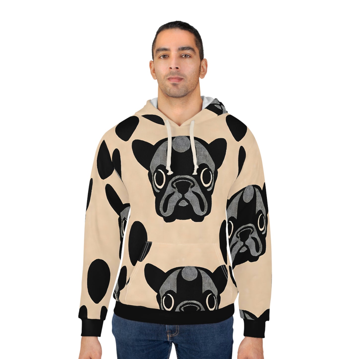Frenchie Life | Black & Tan Unisex All Over Print Pullover Hoodie