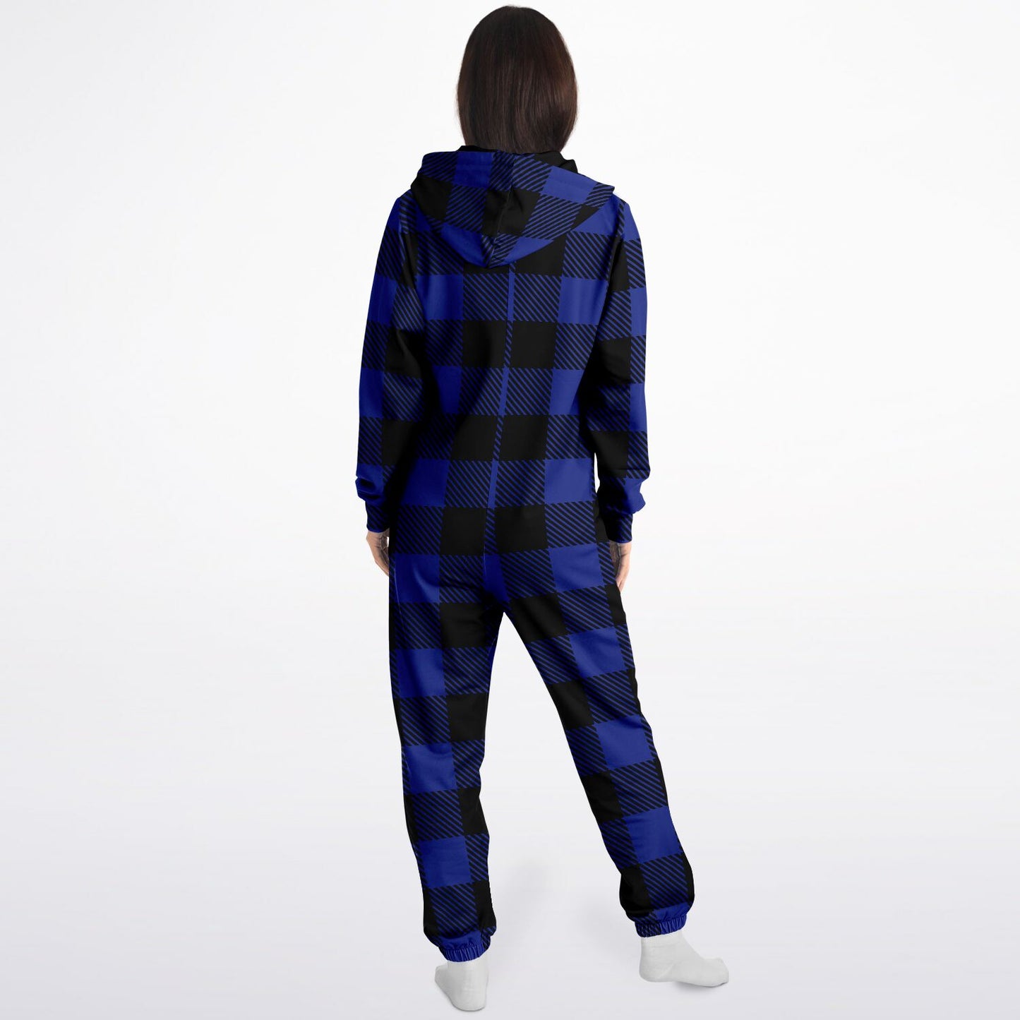 Hand-Made Classic Buffalo Plaid Adult Jumpsuit | Traditional Blue II