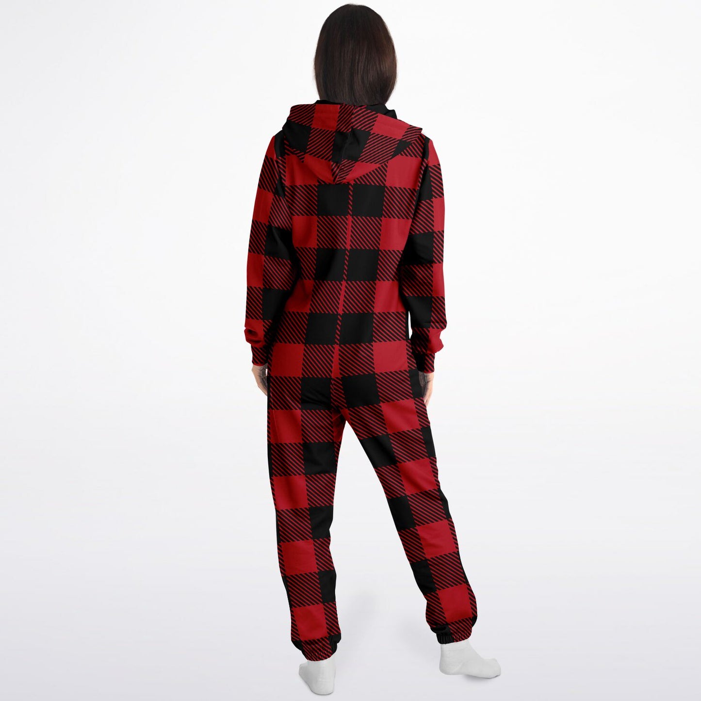 Hand-Made Classic Buffalo Plaid Adult Jumpsuit | Traditional Red II