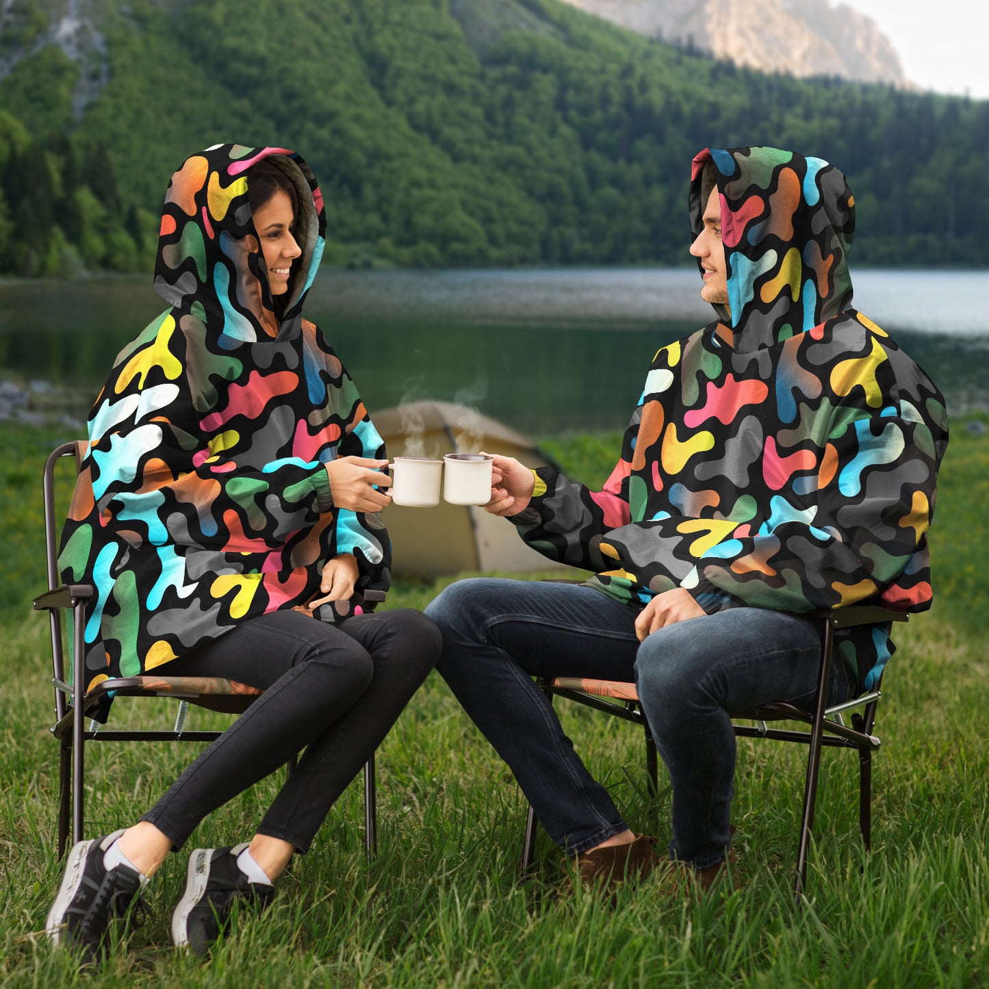 Hand-Made Snug Hoodie Wearable Blanket | Camo-Chic | Pop Art Camo