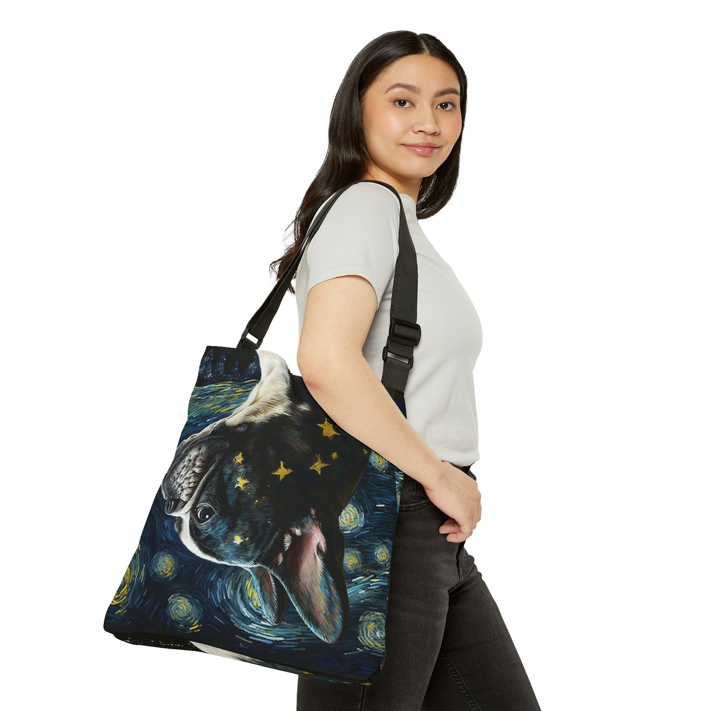 Frenchie Impressionist Print Tote Bag | Van Gogh