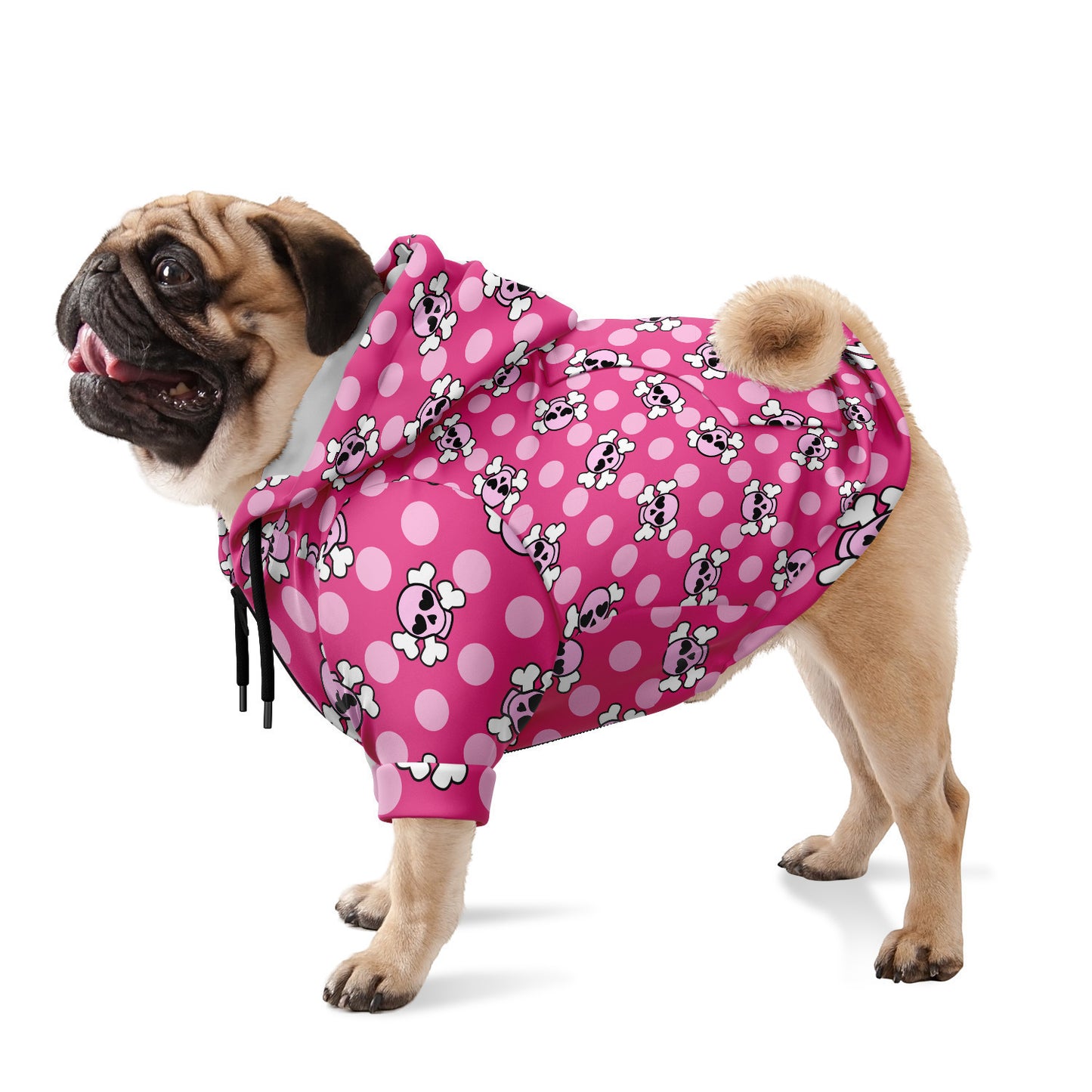 Polka Dot Punk Pup | Skull Hoodie | Pink