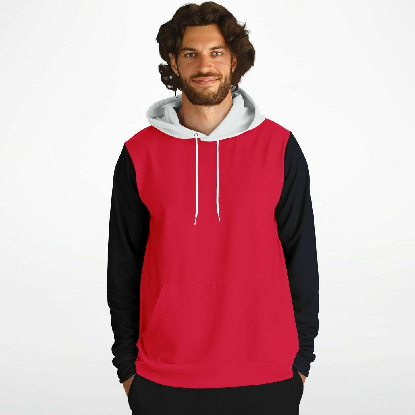 Hand-Made Color Block Hoodie | Hooman | Racer Red