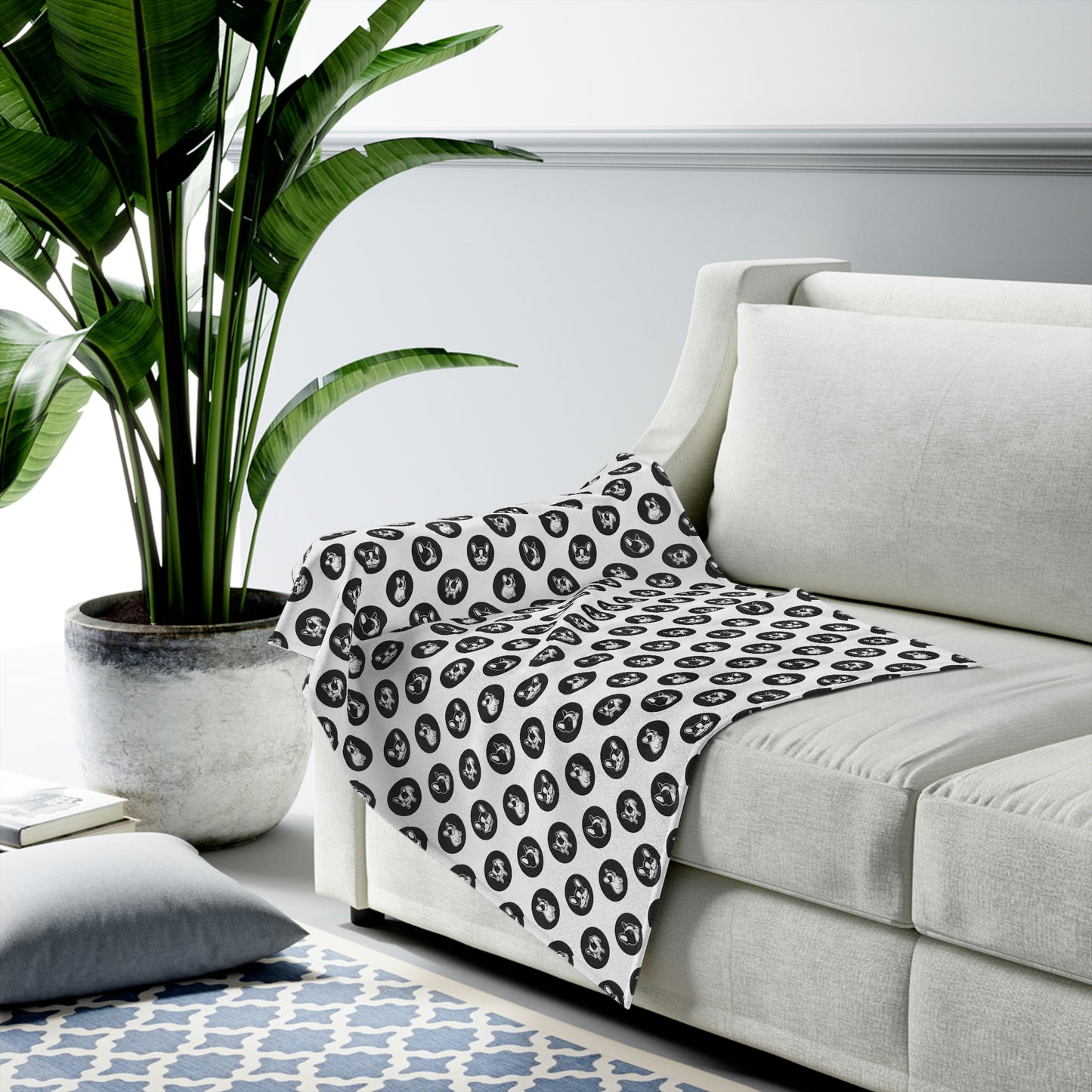 Velveteen Plush Blanket | Polka Dots Frenchie