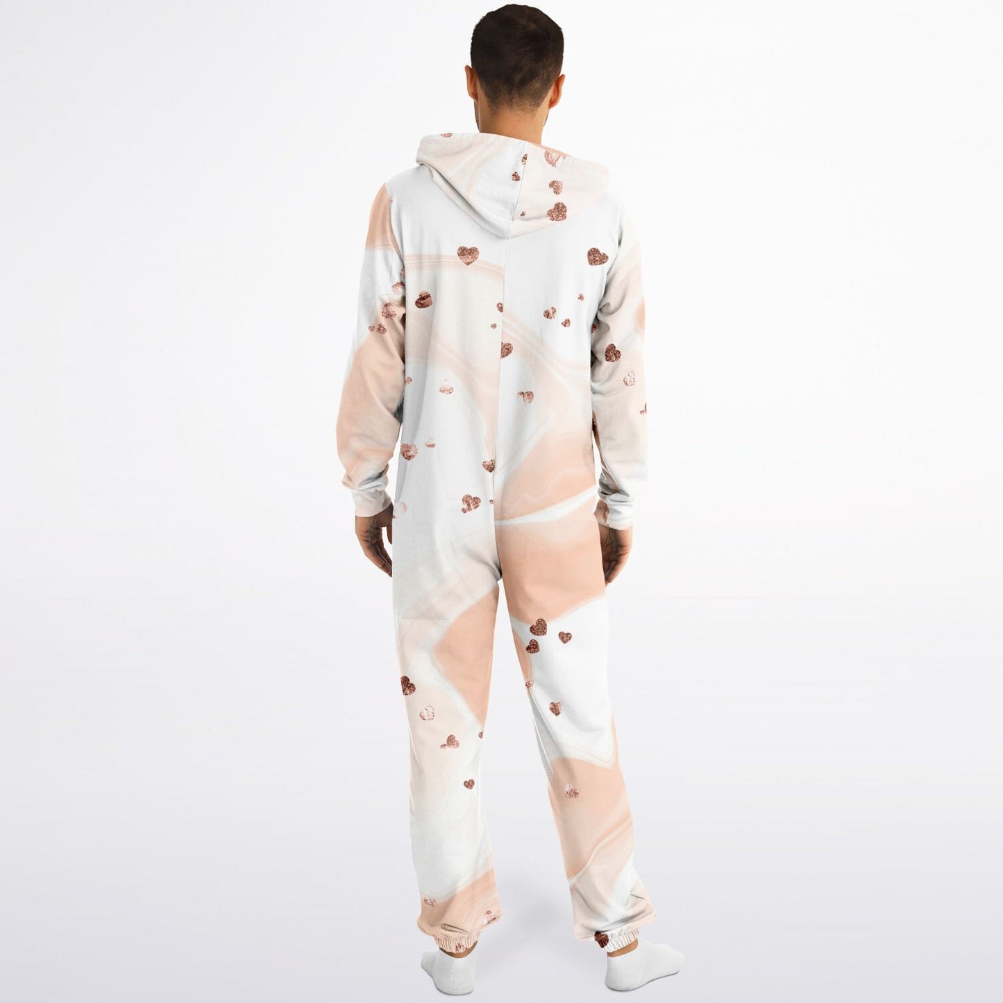 Hand-Made Be Mine Fashion Jumpsuit - Tie Dye 'N Glitter Hearts Print | Matching Dog Hoodie Available