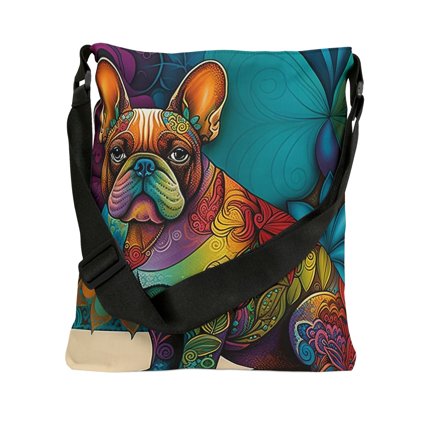 Floral Frenchie Print Tote Bag