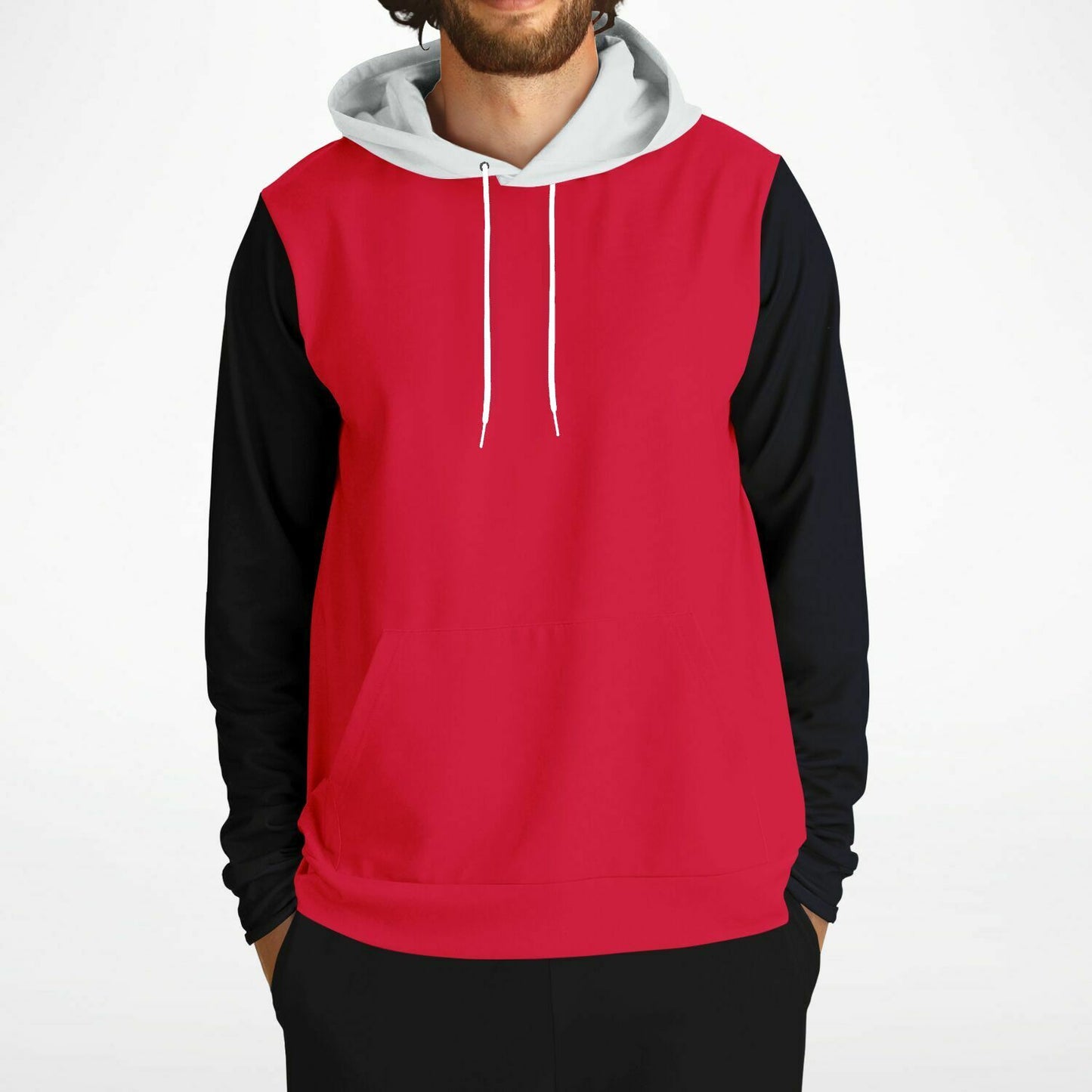 Hand-Made Color Block Hoodie | Hooman | Racer Red