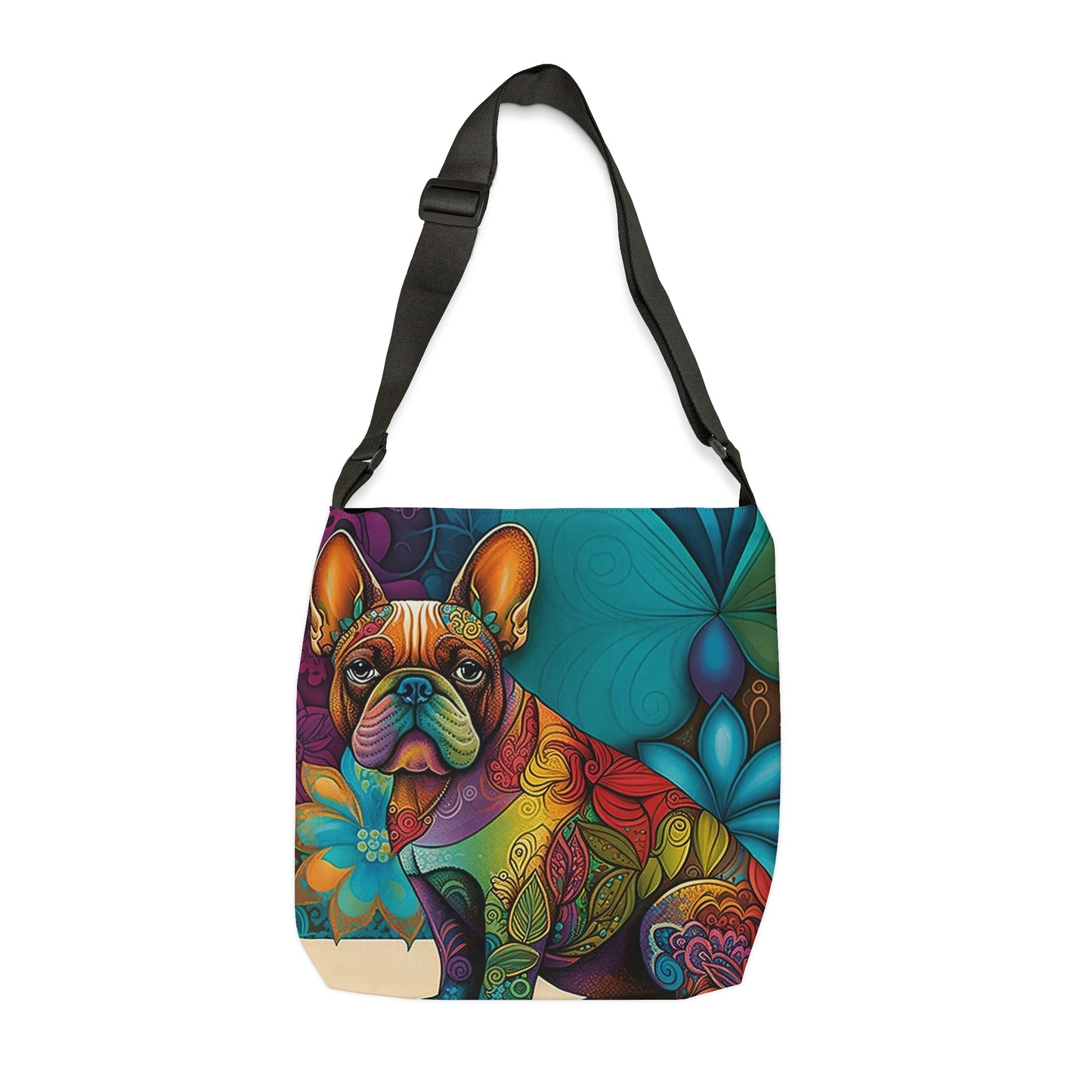 Floral Frenchie Print Tote Bag