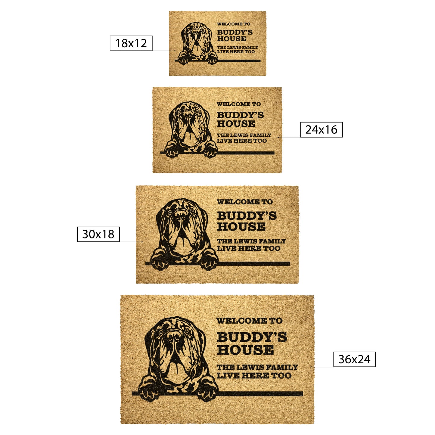 Personalized Dog Doormat | Neapolitan Mastiff
