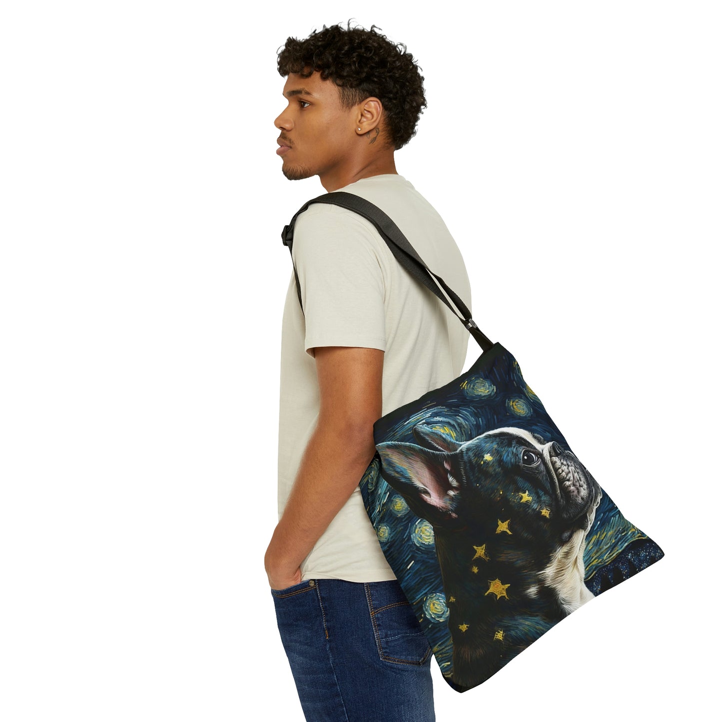 Frenchie Impressionist Print Tote Bag | Van Gogh