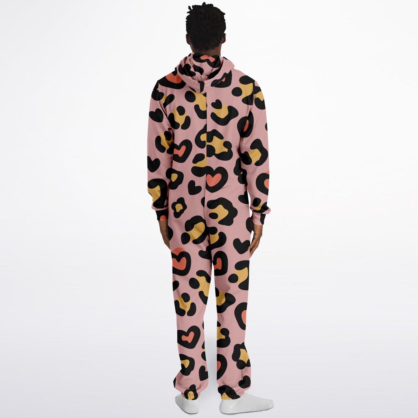 Hand-Made Be Mine Fashion Jumpsuit - Leopard Heart in Rose | Matching Dog Hoodie Available