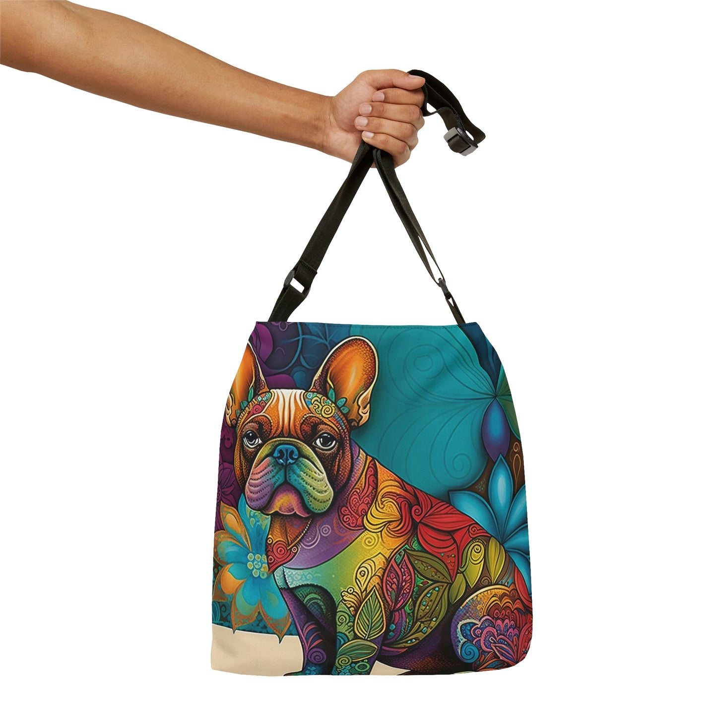 Floral Frenchie Print Tote Bag