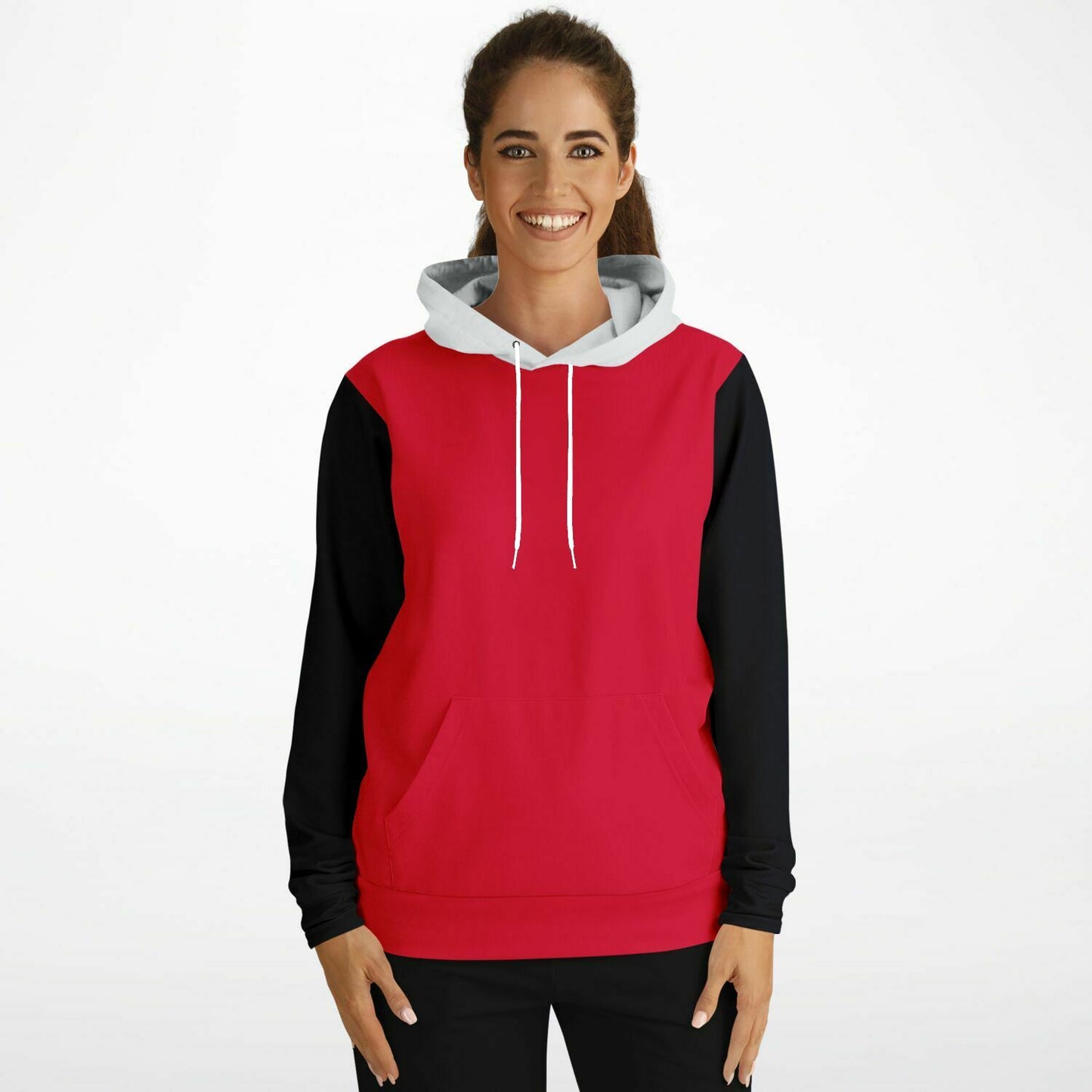 Hand-Made Color Block Hoodie | Hooman | Racer Red