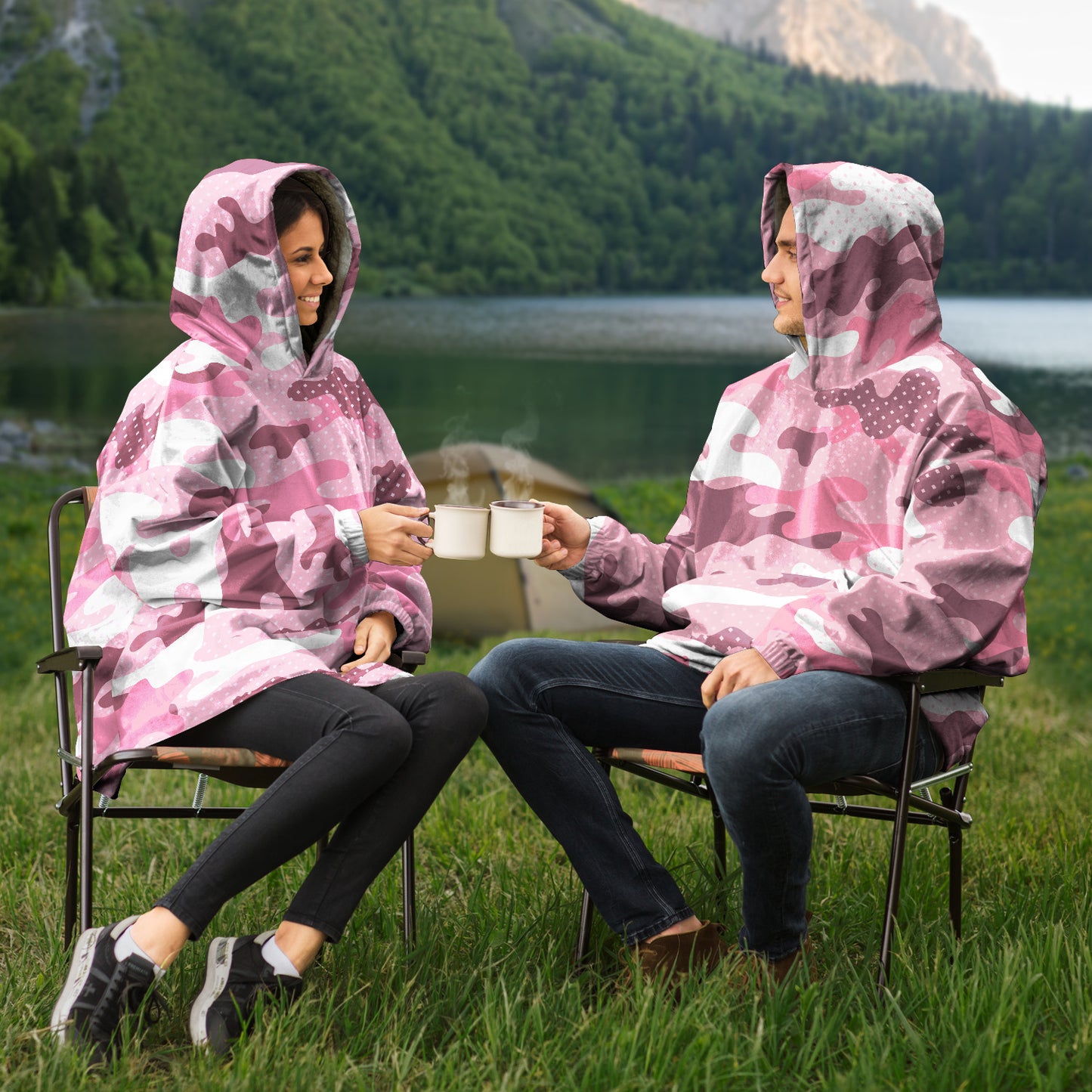 Hand-Made Snug Hoodie Wearable Blanket | Camo-Chic | Strawberry Sundae Camo