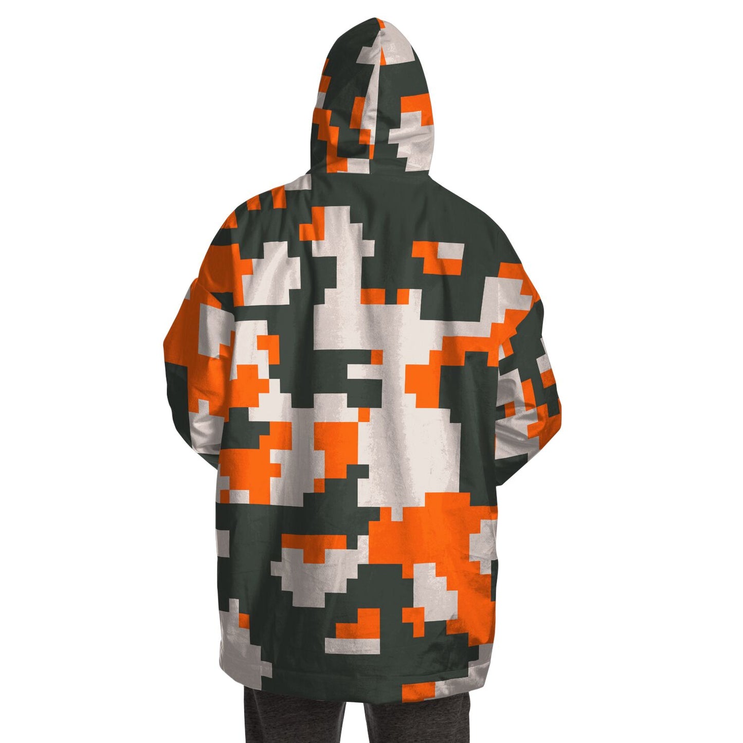 Hand-Made Snug Hoodie Wearable Blanket | Camo-Chic | Digital Orange