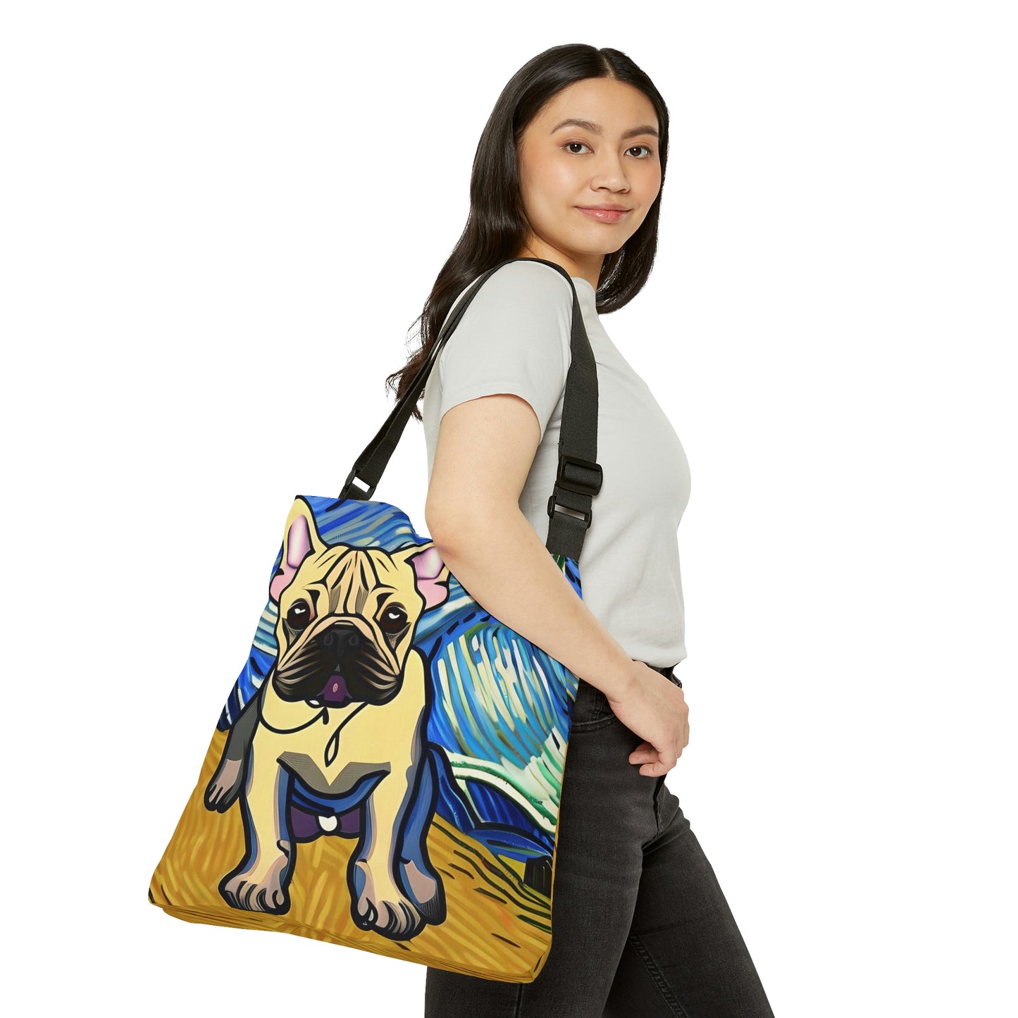 Frenchie Impressionist Print Tote Bag | Van Gogh