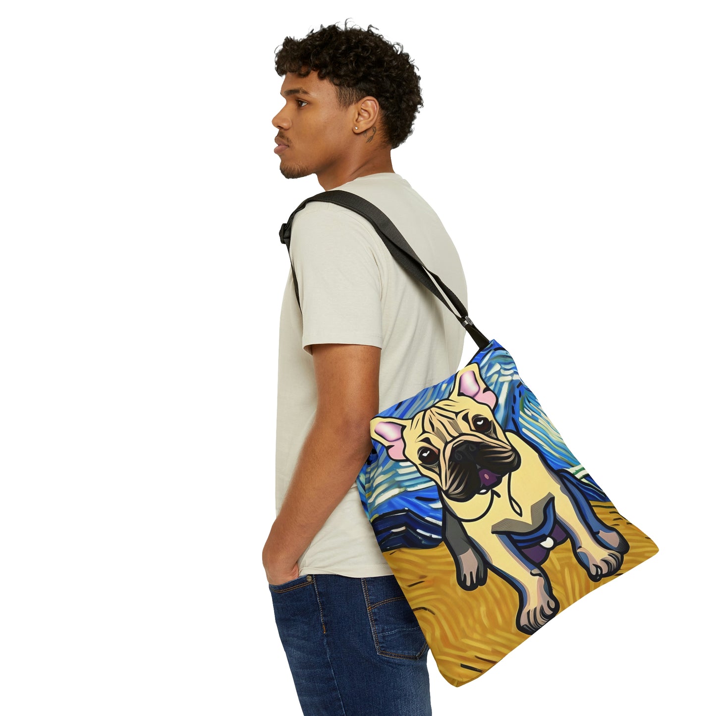 Frenchie Impressionist Print Tote Bag | Van Gogh