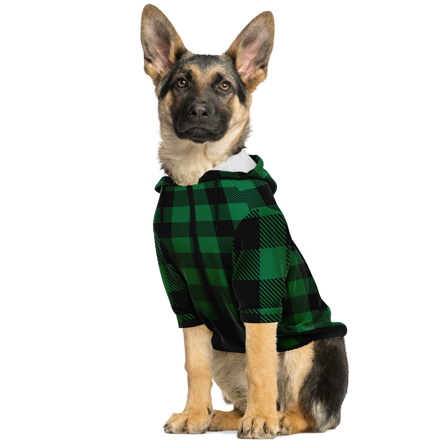 Classic Buffalo Plaid Dog Hoodie | Traditional Green II