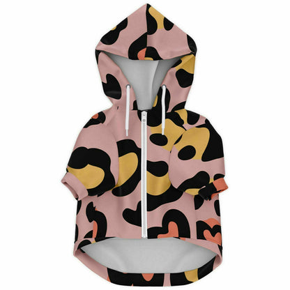 Fashion Dog Zip-Up Hoodie - Leopard Heart in Rose