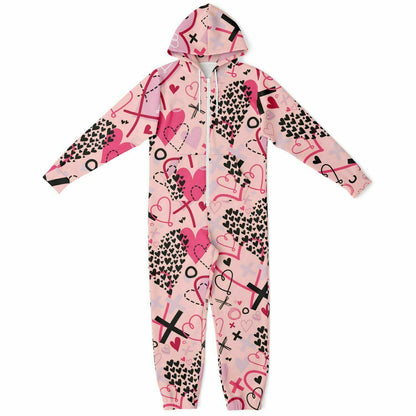 Hand-Made Be Mine Fashion Jumpsuit - Graffiti Hearts | Matching Dog Hoodie Available