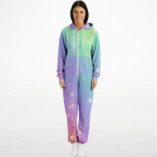 Hand-Made Be Mine Fashion Jumpsuit - Tie Dye 'N Glitter Hearts Print | Matching Dog Hoodie Available