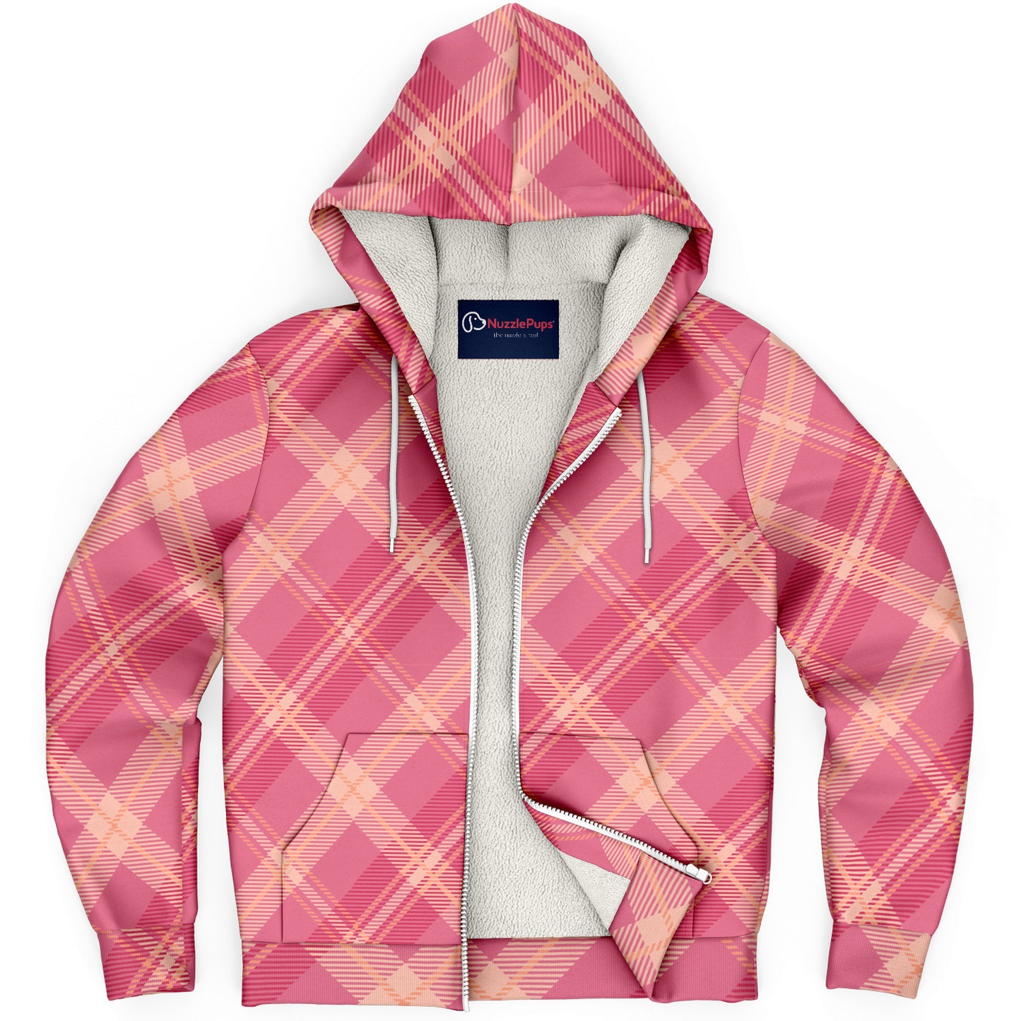 Hooman Microfleece Hoodie | Blush Plaid