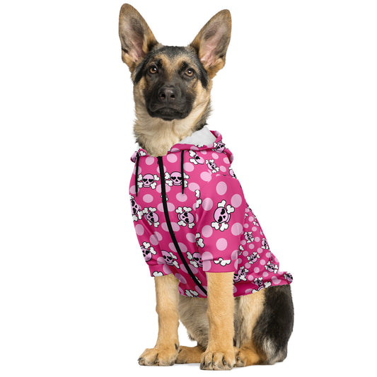 Polka Dot Punk Pup | Skull Hoodie | Pink