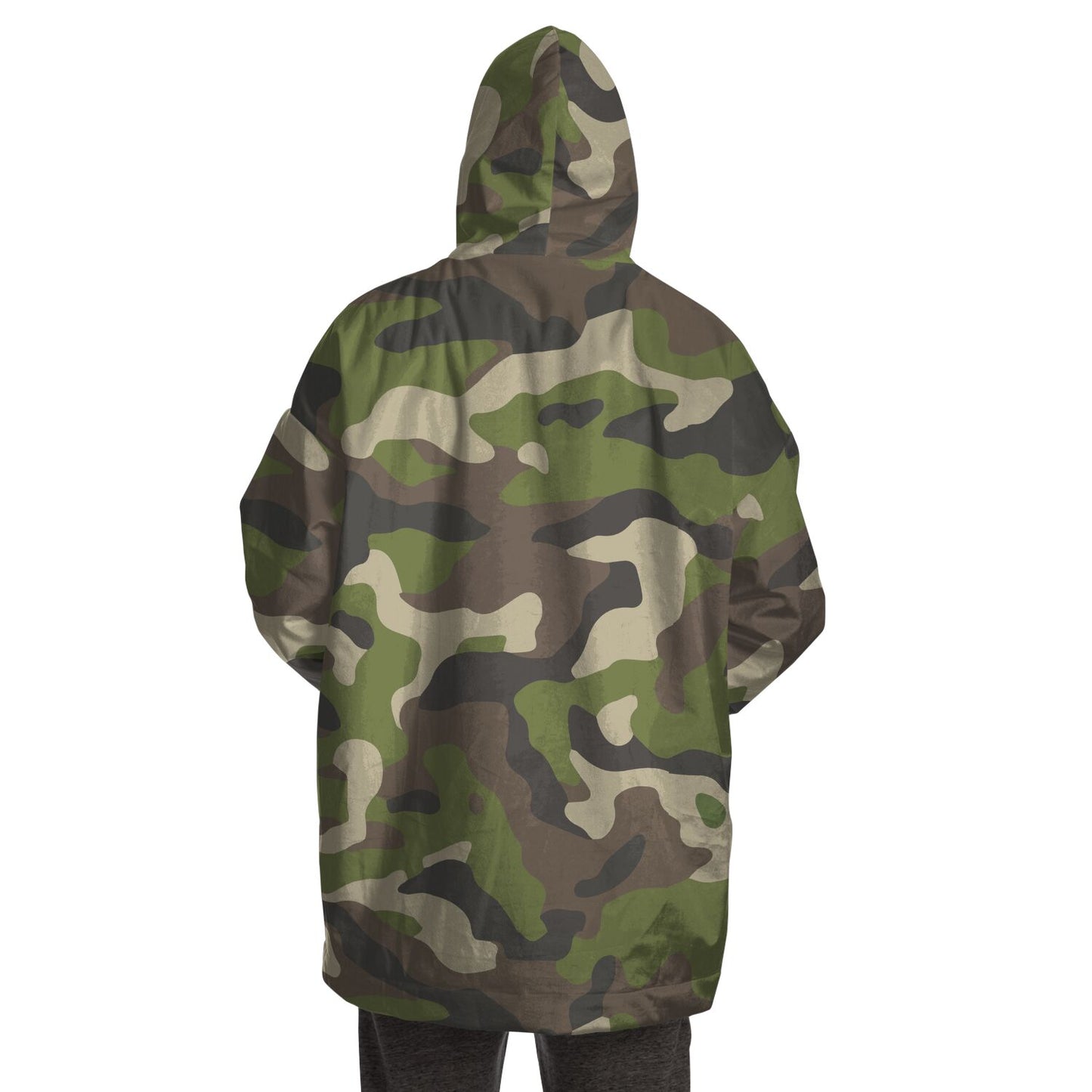 Hand-Made Snug Hoodie Wearable Blanket | Camo-Chic | Army Green