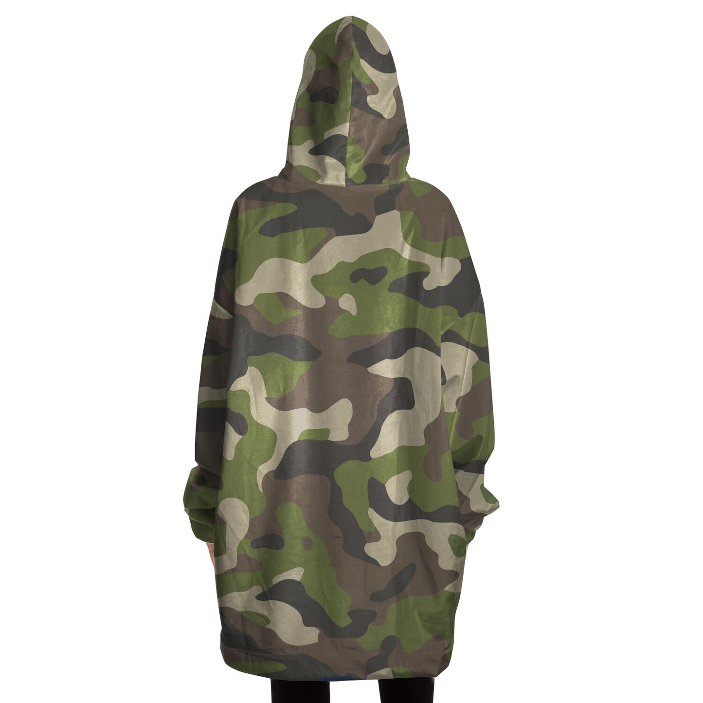 Hand-Made Snug Hoodie Wearable Blanket | Camo-Chic | Army Green