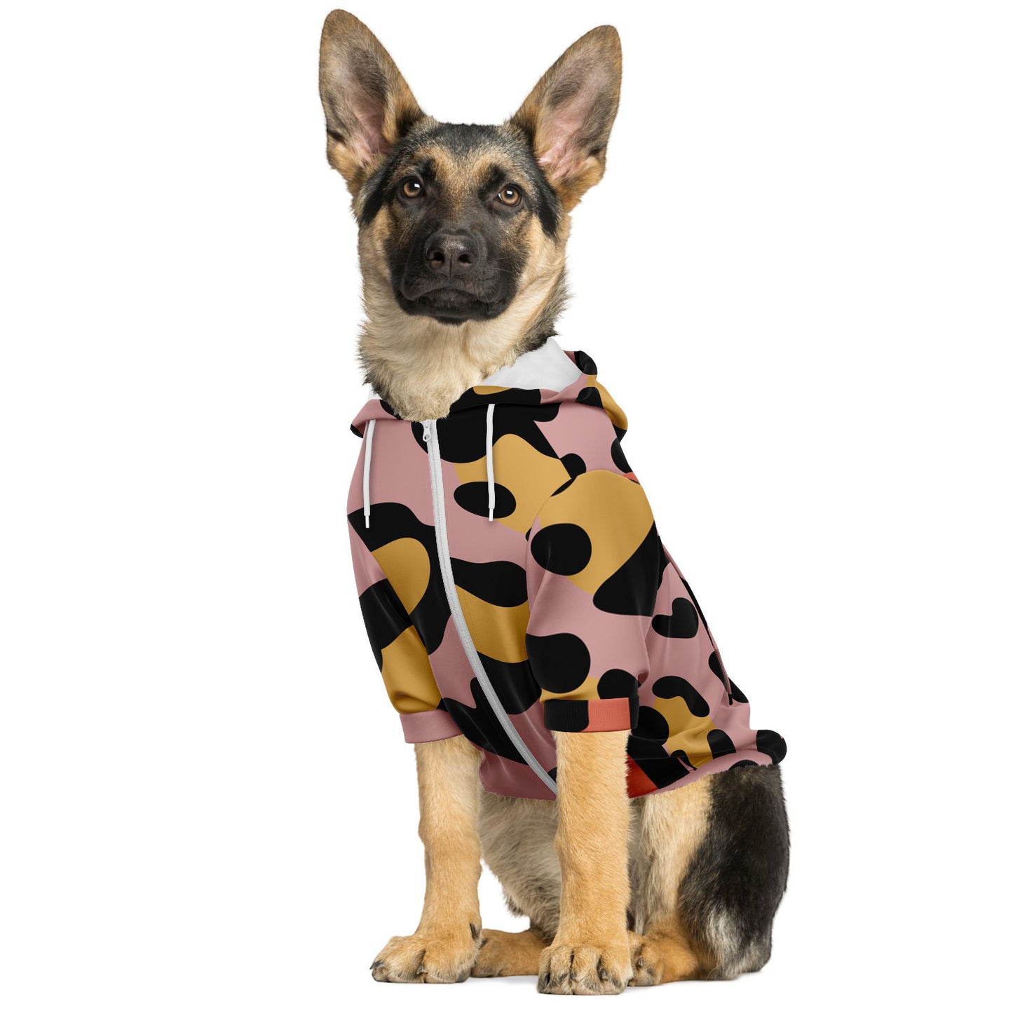 Fashion Dog Zip-Up Hoodie - Leopard Heart in Rose