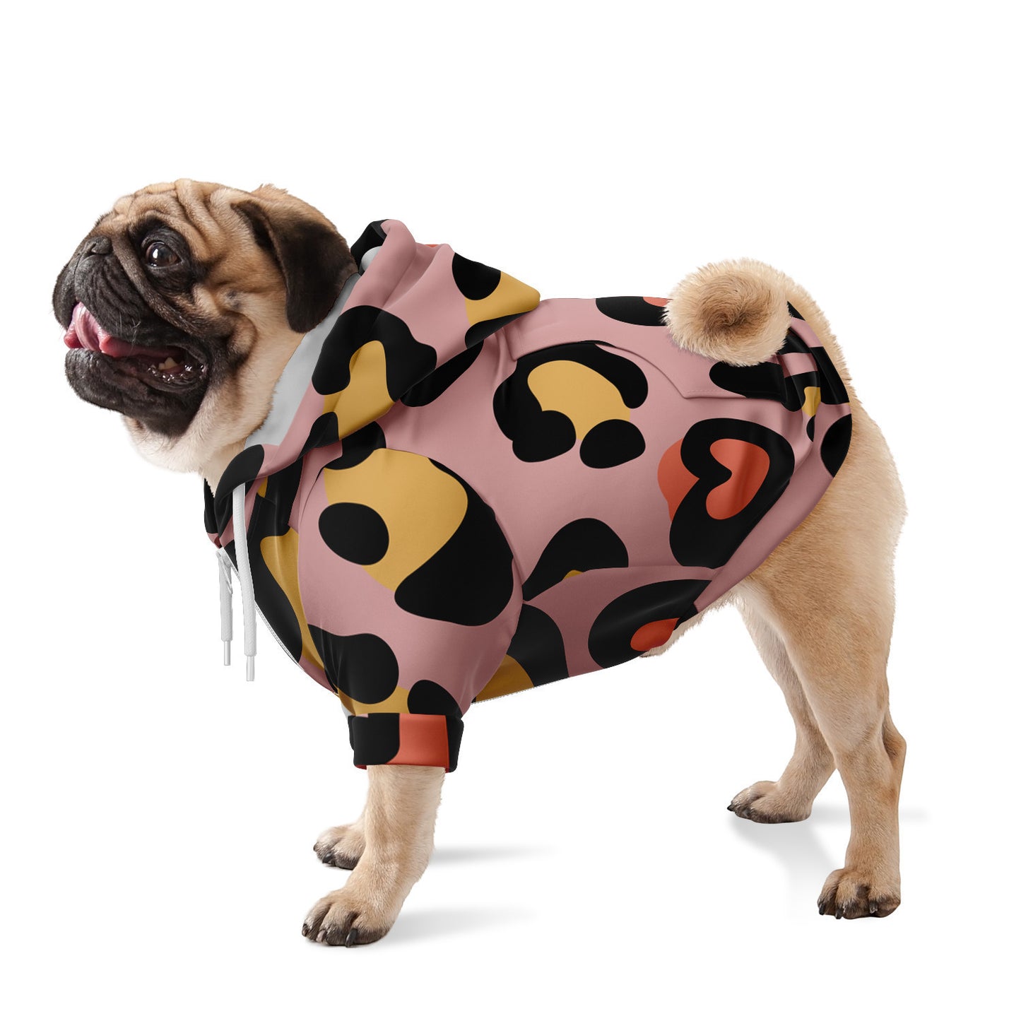 Fashion Dog Zip-Up Hoodie - Leopard Heart in Rose