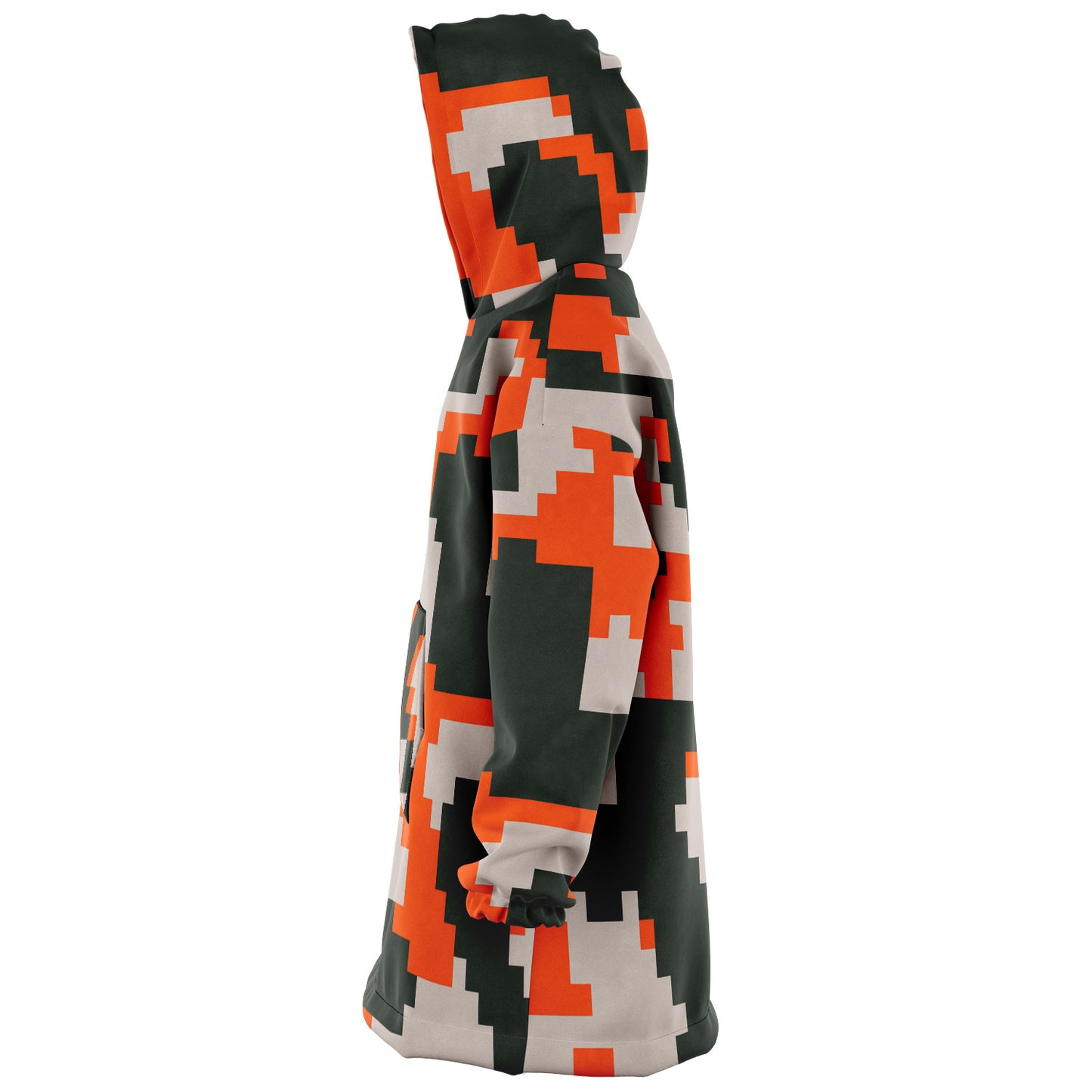 Hand-Made Snug Hoodie Wearable Blanket | Camo-Chic | Digital Orange