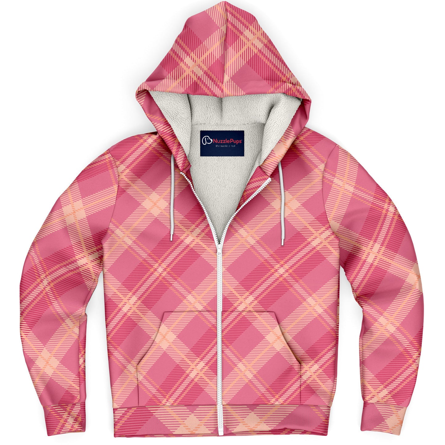 Hooman Microfleece Hoodie | Blush Plaid