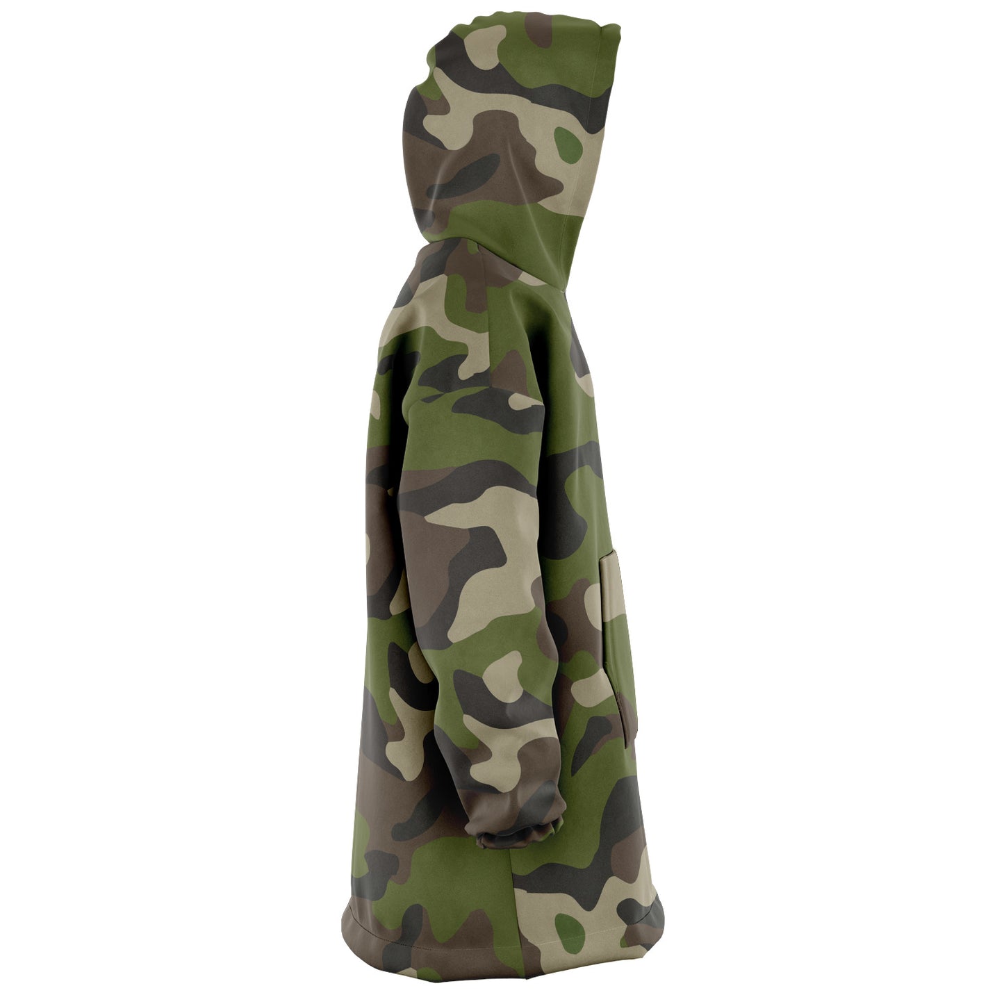 Hand-Made Snug Hoodie Wearable Blanket | Camo-Chic | Army Green