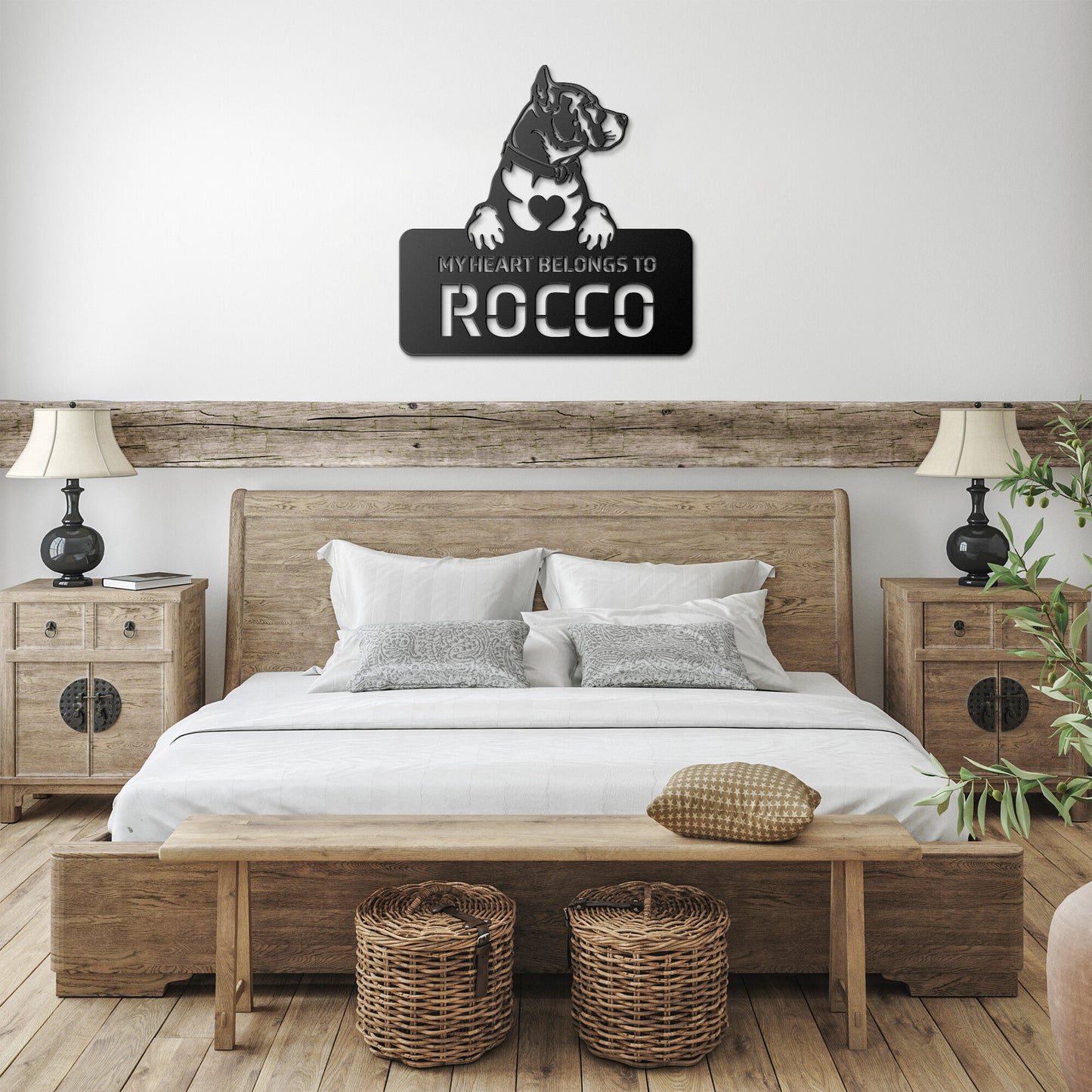 Personalized Pit Bull Terrier Metal Wall Art | My Heart Belongs To