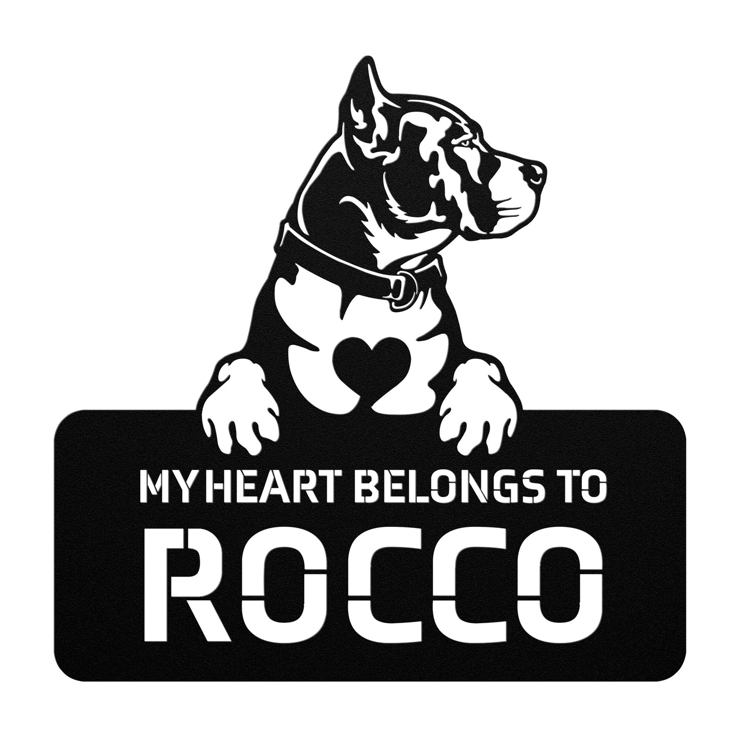 Personalized Pit Bull Terrier Metal Wall Art | My Heart Belongs To