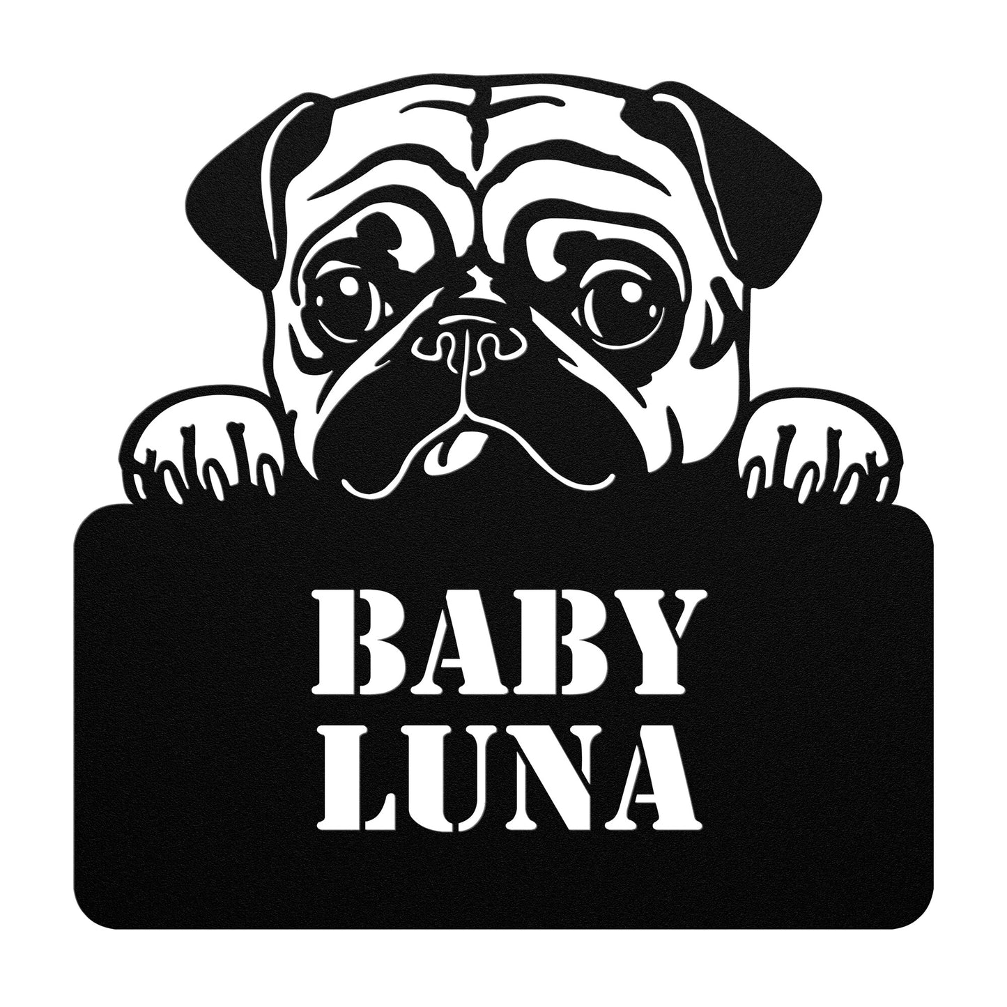 Personalized Pug Metal Wall Art