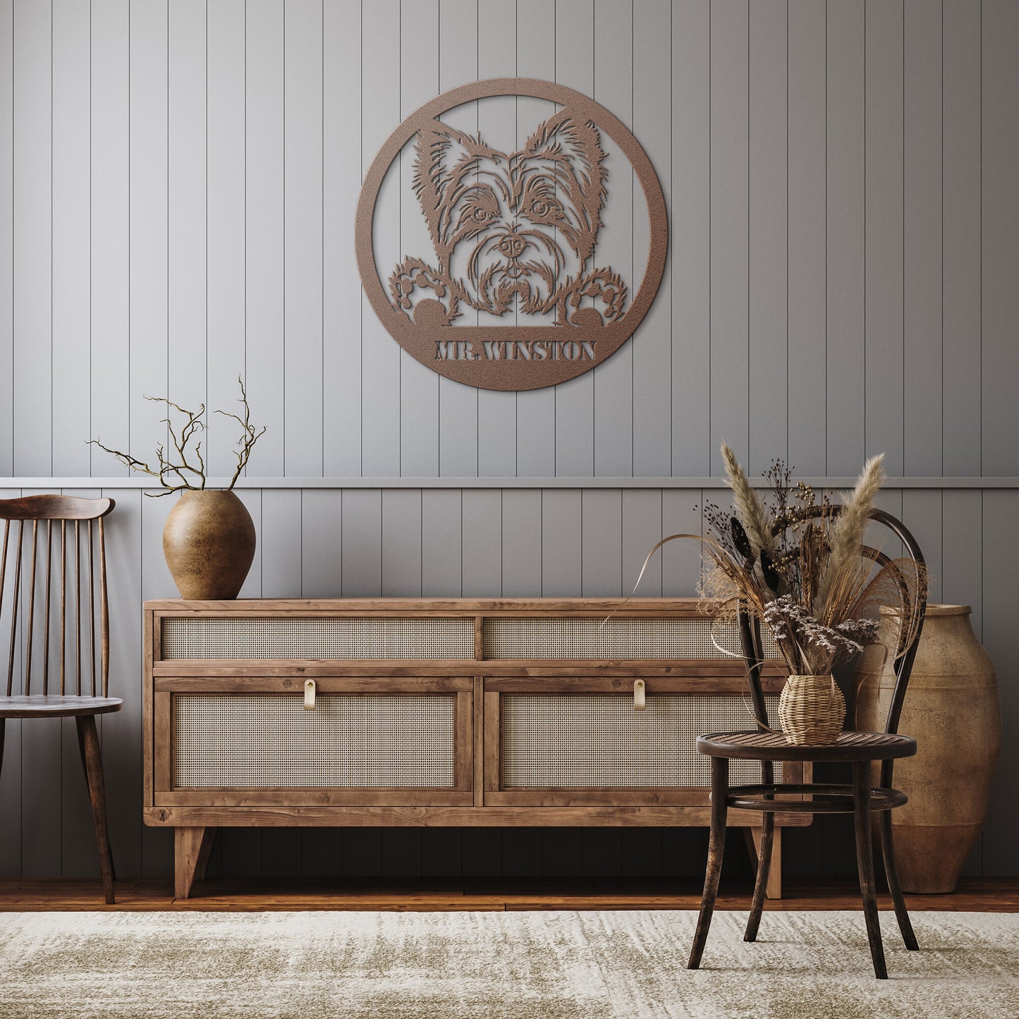 Personalized Yorkie Round Metal Wall Art