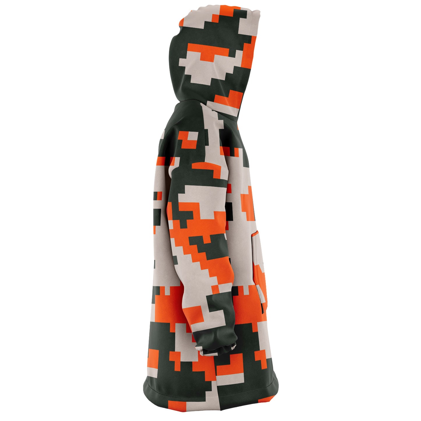 Hand-Made Snug Hoodie Wearable Blanket | Camo-Chic | Digital Orange