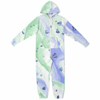 Hand-Made Be Mine Fashion Jumpsuit - Tie Dye 'N Glitter Hearts Print | Matching Dog Hoodie Available