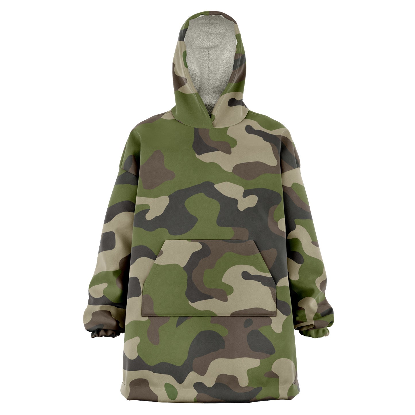 Hand-Made Snug Hoodie Wearable Blanket | Camo-Chic | Army Green