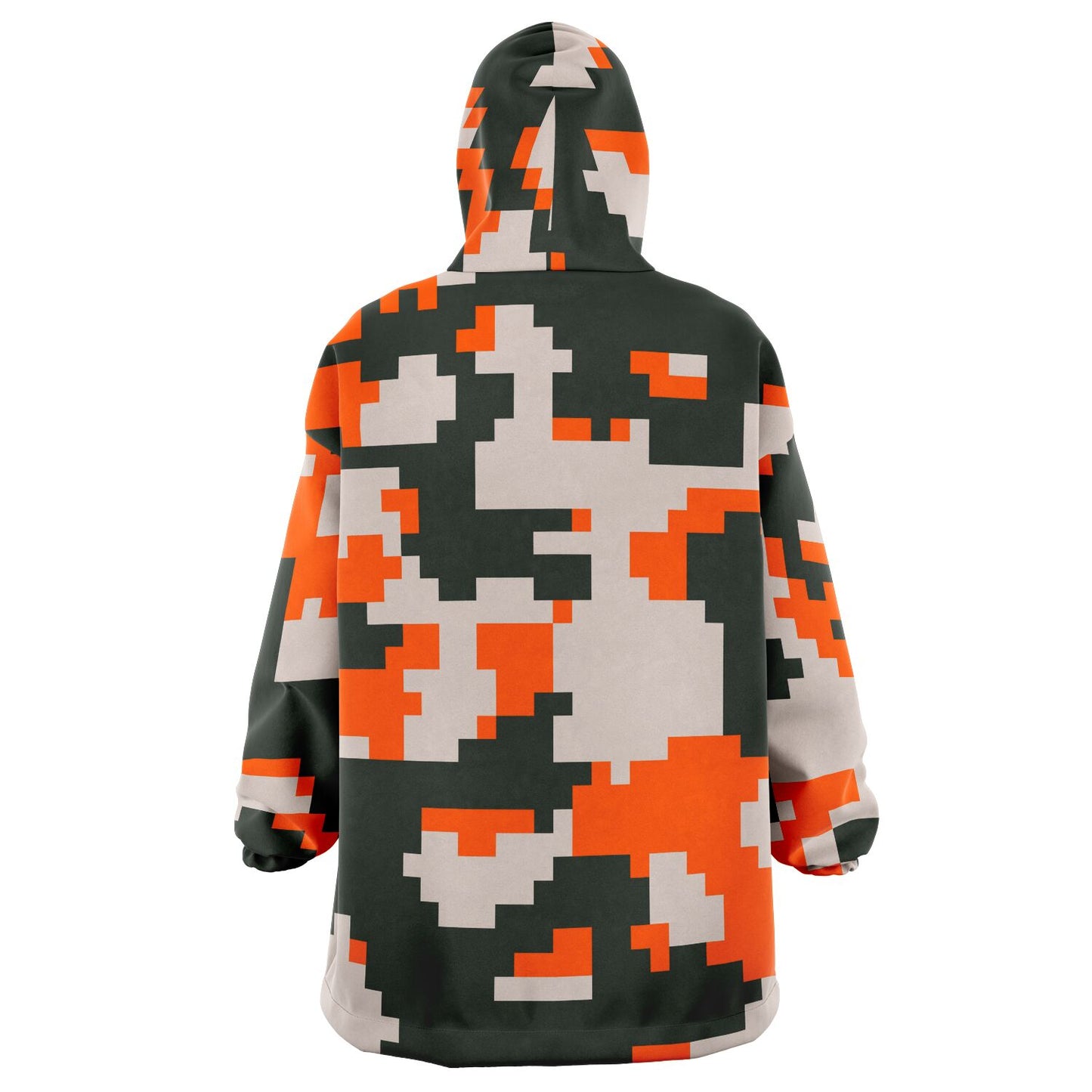 Hand-Made Snug Hoodie Wearable Blanket | Camo-Chic | Digital Orange