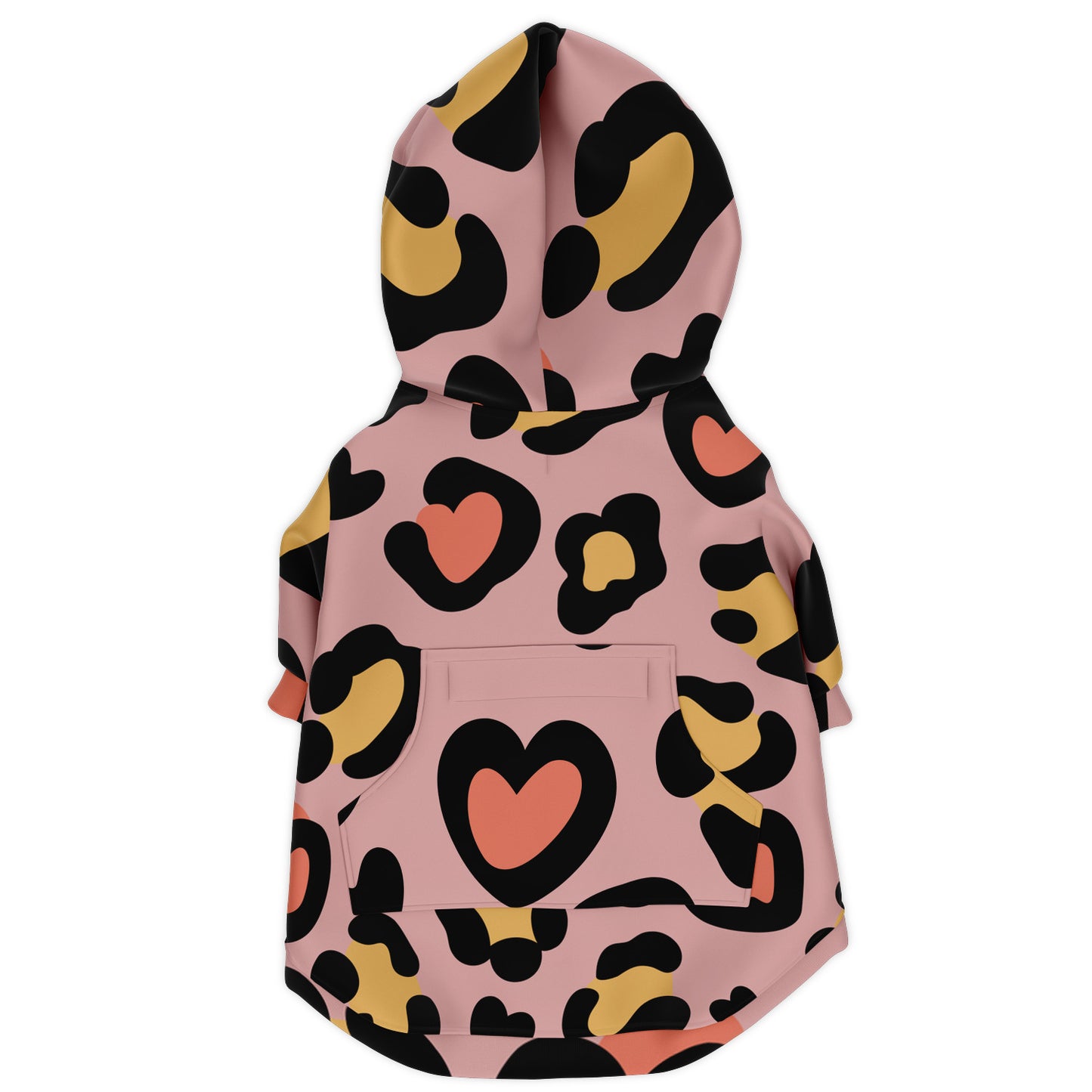 Fashion Dog Zip-Up Hoodie - Leopard Heart in Rose