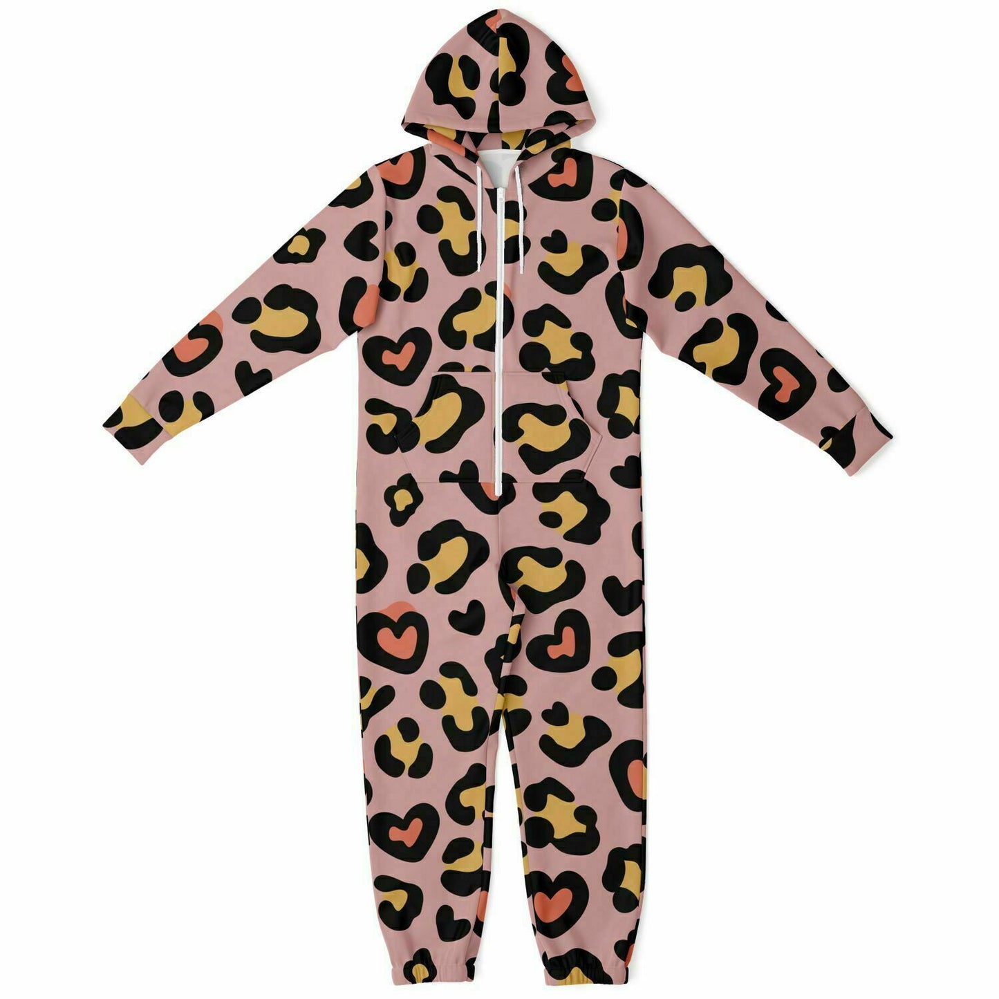 Hand-Made Be Mine Fashion Jumpsuit - Leopard Heart in Rose | Matching Dog Hoodie Available