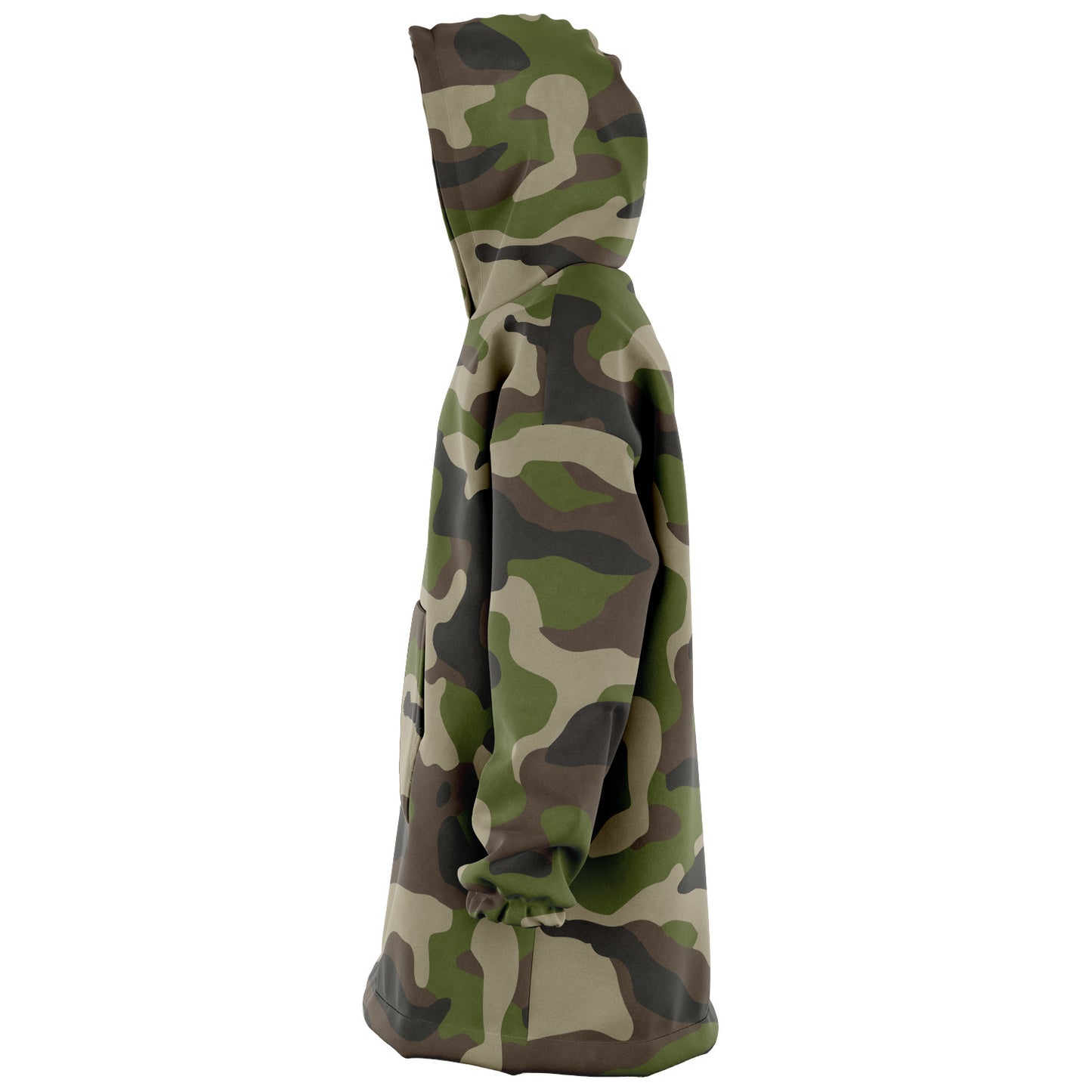 Hand-Made Snug Hoodie Wearable Blanket | Camo-Chic | Army Green